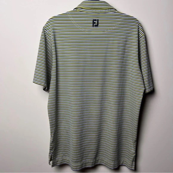 FootJoy Golf Performance Men's Striped Polo Shirt - Black and Yellow - Picture 4 of 10